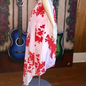 Orange & cream floral high waisted, high low skirt